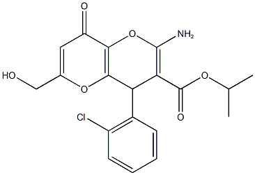 isopropyl 2-amino-4-(2-chlorophenyl)-6-(hydroxymethyl)-8-oxo-4,8-dihydropyrano[3,2-b]pyran-3-carboxylate Structure