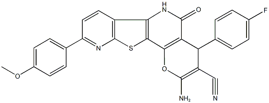 2-amino-4-(4-fluorophenyl)-9-(4-methoxyphenyl)-5-oxo-5,6-dihydro-4H-pyrano[2,3-d]pyrido[3',2':4,5]thieno[3,2-b]pyridine-3-carbonitrile Structure