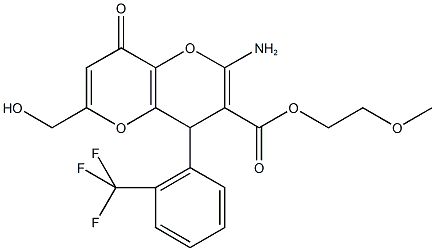 2-methoxyethyl 2-amino-6-(hydroxymethyl)-8-oxo-4-[2-(trifluoromethyl)phenyl]-4,8-dihydropyrano[3,2-b]pyran-3-carboxylate 구조식 이미지