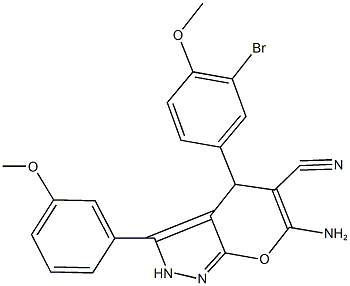 6-amino-4-(3-bromo-4-methoxyphenyl)-3-(3-methoxyphenyl)-2,4-dihydropyrano[2,3-c]pyrazole-5-carbonitrile Structure