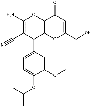 2-amino-6-(hydroxymethyl)-4-(4-isopropoxy-3-methoxyphenyl)-8-oxo-4,8-dihydropyrano[3,2-b]pyran-3-carbonitrile 구조식 이미지