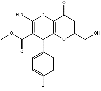 methyl 2-amino-4-(4-fluorophenyl)-6-(hydroxymethyl)-8-oxo-4,8-dihydropyrano[3,2-b]pyran-3-carboxylate Structure