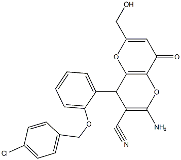 2-amino-4-{2-[(4-chlorobenzyl)oxy]phenyl}-6-(hydroxymethyl)-8-oxo-4,8-dihydropyrano[3,2-b]pyran-3-carbonitrile 구조식 이미지