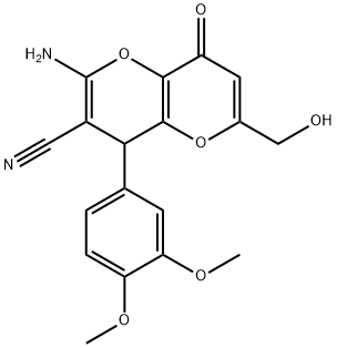 2-amino-4-(3,4-dimethoxyphenyl)-6-(hydroxymethyl)-8-oxo-4,8-dihydropyrano[3,2-b]pyran-3-carbonitrile Structure