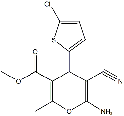 methyl 6-amino-4-(5-chloro-2-thienyl)-5-cyano-2-methyl-4H-pyran-3-carboxylate Structure