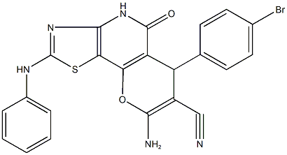 8-amino-2-anilino-6-(4-bromophenyl)-5-oxo-4,6-dihydro-5H-pyrano[2,3-d][1,3]thiazolo[4,5-b]pyridine-7-carbonitrile 구조식 이미지