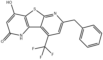 7-benzyl-9-(trifluoromethyl)pyrido[2',3':4,5]thieno[2,3-b]pyridine-2,4-diol 구조식 이미지