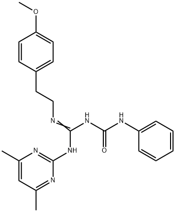 N-([(4,6-dimethyl-2-pyrimidinyl)amino]{[2-(4-methoxyphenyl)ethyl]amino}methylene)-N'-phenylurea 구조식 이미지