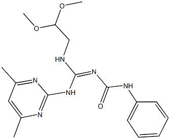 N-{[(2,2-dimethoxyethyl)amino][(4,6-dimethyl-2-pyrimidinyl)amino]methylene}-N'-phenylurea 구조식 이미지