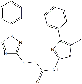 N-(5-methyl-4-phenyl-1,3-thiazol-2-yl)-2-[(1-phenyl-1H-1,2,4-triazol-3-yl)sulfanyl]acetamide 구조식 이미지