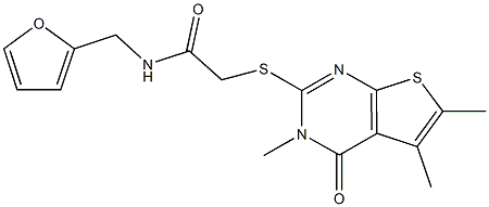 N-(2-furylmethyl)-2-[(3,5,6-trimethyl-4-oxo-3,4-dihydrothieno[2,3-d]pyrimidin-2-yl)sulfanyl]acetamide Structure