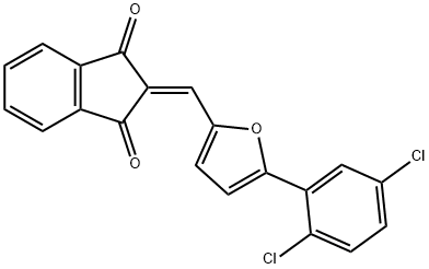 2-{[5-(2,5-dichlorophenyl)-2-furyl]methylene}-1H-indene-1,3(2H)-dione 구조식 이미지