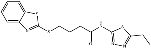 4-(1,3-benzothiazol-2-ylsulfanyl)-N-(5-ethyl-1,3,4-thiadiazol-2-yl)butanamide 구조식 이미지