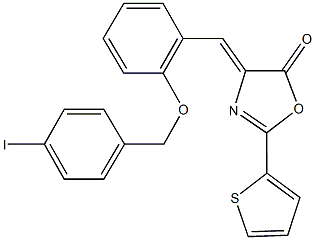 4-{2-[(4-iodobenzyl)oxy]benzylidene}-2-(2-thienyl)-1,3-oxazol-5(4H)-one 구조식 이미지