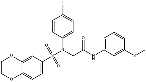 2-[(2,3-dihydro-1,4-benzodioxin-6-ylsulfonyl)-4-fluoroanilino]-N-[3-(methylsulfanyl)phenyl]acetamide Structure