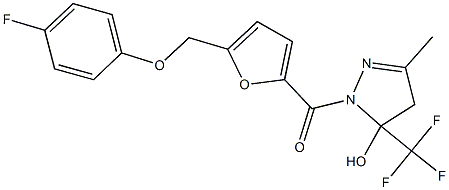 1-{5-[(4-fluorophenoxy)methyl]-2-furoyl}-3-methyl-5-(trifluoromethyl)-4,5-dihydro-1H-pyrazol-5-ol Structure