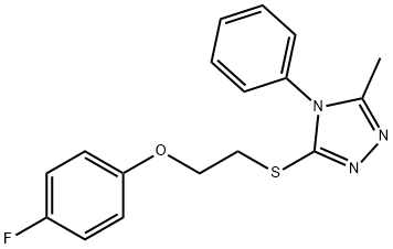 3-{[2-(4-fluorophenoxy)ethyl]sulfanyl}-5-methyl-4-phenyl-4H-1,2,4-triazole 구조식 이미지