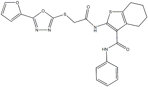 2-[({[5-(2-furyl)-1,3,4-oxadiazol-2-yl]sulfanyl}acetyl)amino]-N-phenyl-4,5,6,7-tetrahydro-1-benzothiophene-3-carboxamide Structure