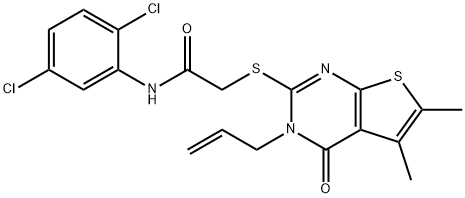 2-[(3-allyl-5,6-dimethyl-4-oxo-3,4-dihydrothieno[2,3-d]pyrimidin-2-yl)thio]-N-(2,5-dichlorophenyl)acetamide Structure