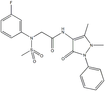 N-(1,5-dimethyl-3-oxo-2-phenyl-2,3-dihydro-1H-pyrazol-4-yl)-2-[3-fluoro(methylsulfonyl)anilino]acetamide 구조식 이미지