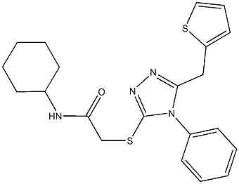 N-cyclohexyl-2-{[4-phenyl-5-(2-thienylmethyl)-4H-1,2,4-triazol-3-yl]thio}acetamide 구조식 이미지