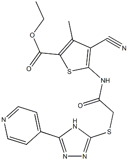 ethyl4-cyano-3-methyl-5-[({[5-(4-pyridinyl)-4H-1,2,4-triazol-3-yl]thio}acetyl)amino]-2-thiophenecarboxylate 구조식 이미지