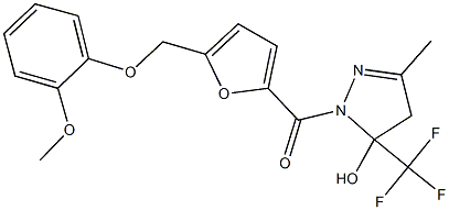 1-{5-[(2-methoxyphenoxy)methyl]-2-furoyl}-3-methyl-5-(trifluoromethyl)-4,5-dihydro-1H-pyrazol-5-ol 구조식 이미지