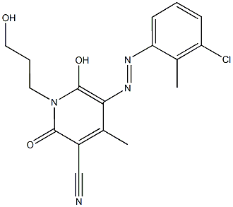 5-[(3-chloro-2-methylphenyl)diazenyl]-6-hydroxy-1-(3-hydroxypropyl)-4-methyl-2-oxo-1,2-dihydro-3-pyridinecarbonitrile Structure