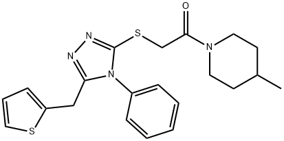 2-(4-methyl-1-piperidinyl)-2-oxoethyl 4-phenyl-5-(2-thienylmethyl)-4H-1,2,4-triazol-3-yl sulfide Structure