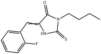 3-butyl-5-(2-fluorobenzylidene)-2-thioxo-4-imidazolidinone 구조식 이미지