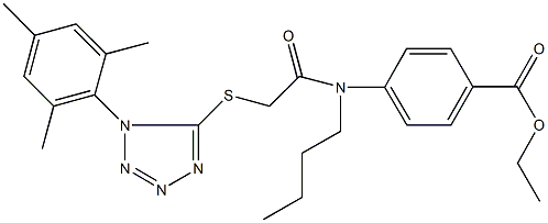 ethyl4-(butyl{[(1-mesityl-1H-tetraazol-5-yl)thio]acetyl}amino)benzoate 구조식 이미지