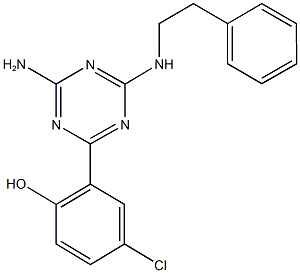 2-{4-amino-6-[(2-phenylethyl)amino]-1,3,5-triazin-2-yl}-4-chlorophenol 구조식 이미지