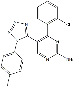 4-(2-chlorophenyl)-5-[1-(4-methylphenyl)-1H-tetraazol-5-yl]pyrimidin-2-amine 구조식 이미지