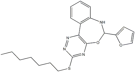 6-(2-furyl)-6,7-dihydro[1,2,4]triazino[5,6-d][3,1]benzoxazepin-3-yl heptyl sulfide 구조식 이미지