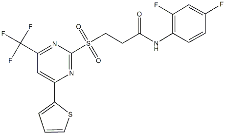 N-(2,4-difluorophenyl)-3-{[4-(2-thienyl)-6-(trifluoromethyl)-2-pyrimidinyl]sulfonyl}propanamide 구조식 이미지