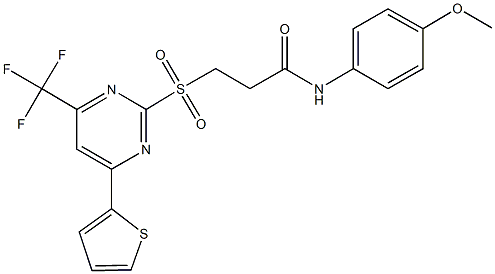 N-(4-methoxyphenyl)-3-{[4-(2-thienyl)-6-(trifluoromethyl)-2-pyrimidinyl]sulfonyl}propanamide Structure