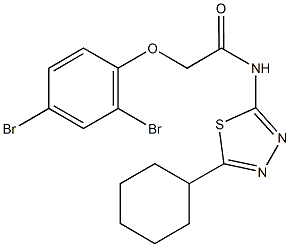 N-(5-cyclohexyl-1,3,4-thiadiazol-2-yl)-2-(2,4-dibromophenoxy)acetamide 구조식 이미지