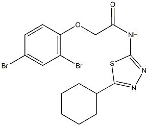 N-(5-cyclohexyl-1,3,4-thiadiazol-2-yl)-2-(2,4-dibromophenoxy)acetamide Structure