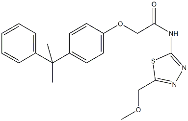 N-[5-(methoxymethyl)-1,3,4-thiadiazol-2-yl]-2-[4-(1-methyl-1-phenylethyl)phenoxy]acetamide 구조식 이미지