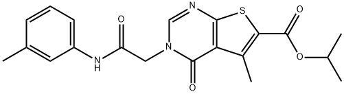 isopropyl 5-methyl-4-oxo-3-[2-oxo-2-(3-toluidino)ethyl]-3,4-dihydrothieno[2,3-d]pyrimidine-6-carboxylate 구조식 이미지