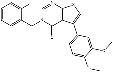 5-(3,4-dimethoxyphenyl)-3-(2-fluorobenzyl)thieno[2,3-d]pyrimidin-4(3H)-one 구조식 이미지