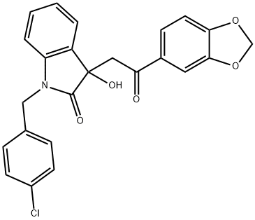 3-[2-(1,3-benzodioxol-5-yl)-2-oxoethyl]-1-(4-chlorobenzyl)-3-hydroxy-1,3-dihydro-2H-indol-2-one 구조식 이미지