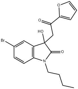 5-bromo-1-butyl-3-[2-(2-furyl)-2-oxoethyl]-3-hydroxy-1,3-dihydro-2H-indol-2-one 구조식 이미지