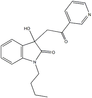 1-butyl-3-hydroxy-3-[2-oxo-2-(3-pyridinyl)ethyl]-1,3-dihydro-2H-indol-2-one Structure