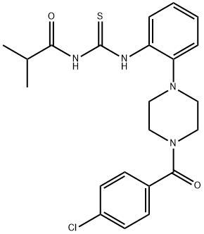 N-{2-[4-(4-chlorobenzoyl)-1-piperazinyl]phenyl}-N'-isobutyrylthiourea 구조식 이미지