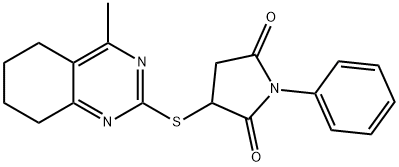 3-[(4-methyl-5,6,7,8-tetrahydro-2-quinazolinyl)thio]-1-phenyl-2,5-pyrrolidinedione Structure