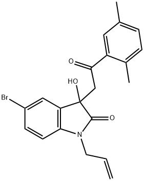 1-allyl-5-bromo-3-[2-(2,5-dimethylphenyl)-2-oxoethyl]-3-hydroxy-1,3-dihydro-2H-indol-2-one 구조식 이미지