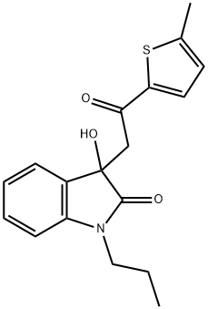 3-hydroxy-3-[2-(5-methyl-2-thienyl)-2-oxoethyl]-1-propyl-1,3-dihydro-2H-indol-2-one Structure