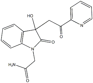 2-{3-hydroxy-2-oxo-3-[2-oxo-2-(2-pyridinyl)ethyl]-2,3-dihydro-1H-indol-1-yl}acetamide 구조식 이미지