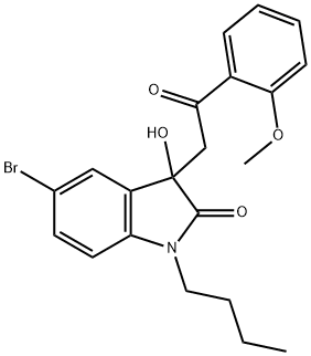 5-bromo-1-butyl-3-hydroxy-3-[2-(2-methoxyphenyl)-2-oxoethyl]-1,3-dihydro-2H-indol-2-one Structure